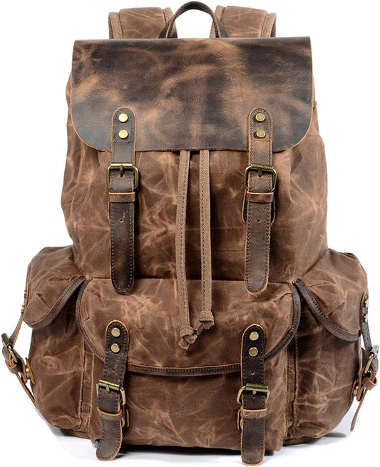 Heavy Canvas and Leather Retro Backpack
